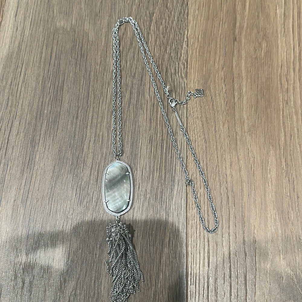 Kendra Scott Rayne Silver Large Long Pendant Necklace